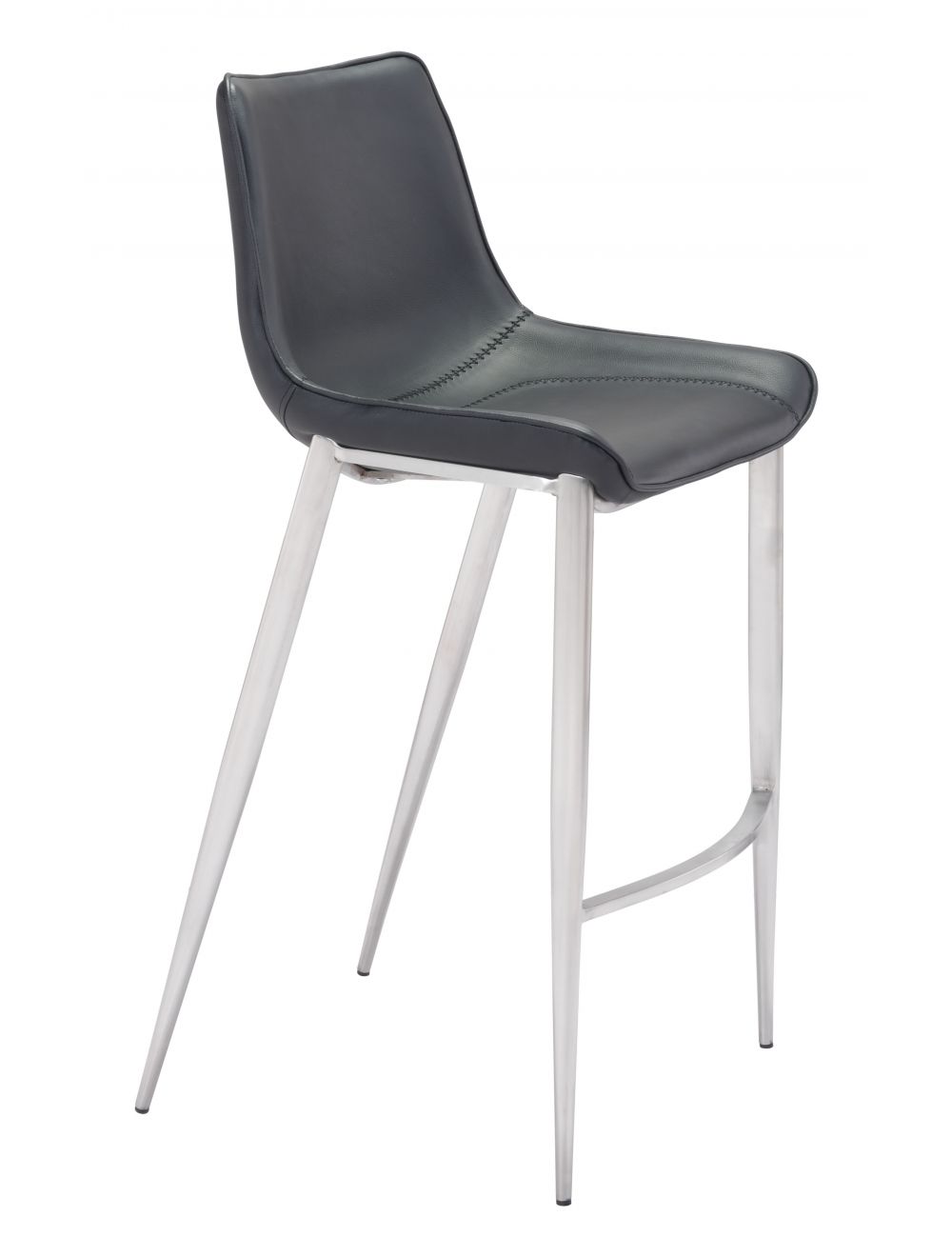 Magnus Bar Chair (Set of 2) Black & Silver