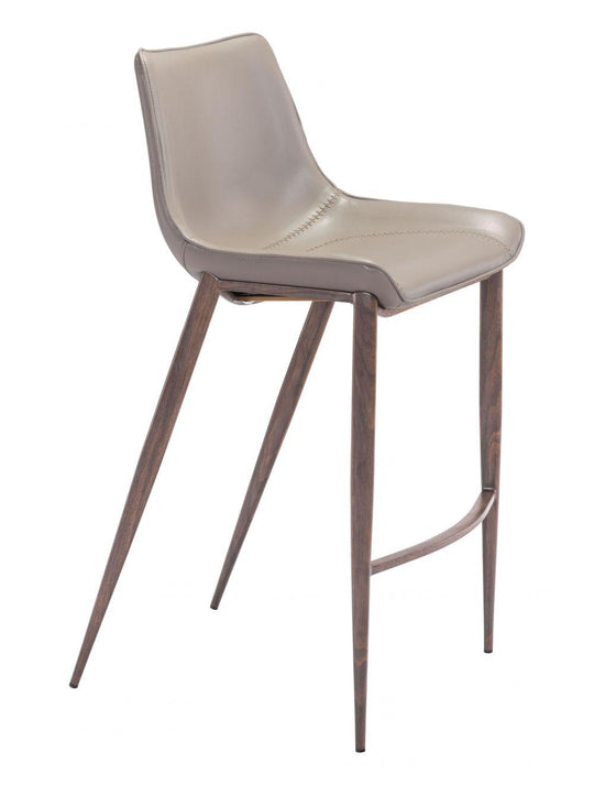 Zuo Magnus Bar Chair (Set of 2) Gray & Walnut BAR STOOLS + COUNTER STOOLS