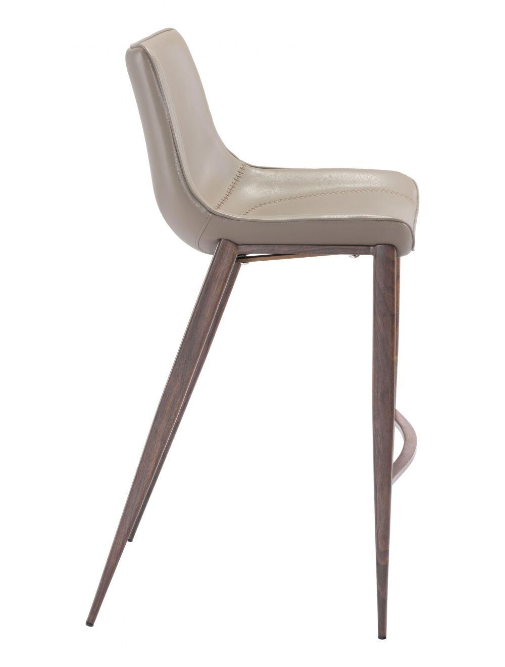 Zuo Magnus Bar Chair (Set of 2) Gray & Walnut BAR STOOLS + COUNTER STOOLS
