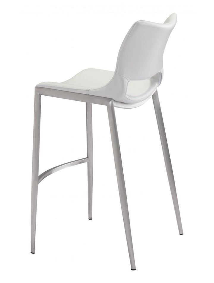 Ace Bar Chair (Set of 2) White & Silver