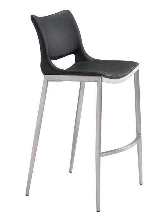 Zuo Ace Bar Chair (Set of 2) Black & Silver BAR STOOLS + COUNTER STOOLS