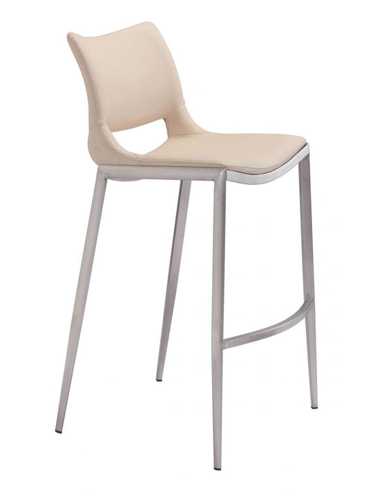 Zuo Ace Bar Chair (Set of 2) Light Pink & Silver BAR STOOLS + COUNTER STOOLS