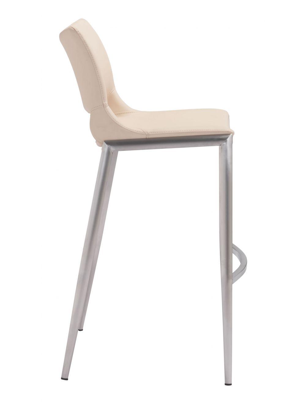 Zuo Ace Bar Chair (Set of 2) Light Pink & Silver BAR STOOLS + COUNTER STOOLS