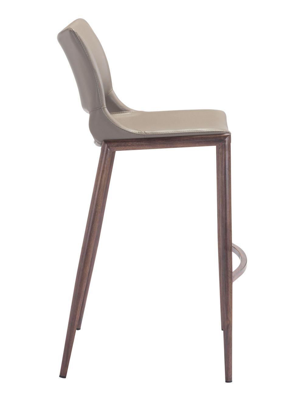 Zuo Ace Bar Chair (Set of 2) Gray & Walnut BAR STOOLS + COUNTER STOOLS