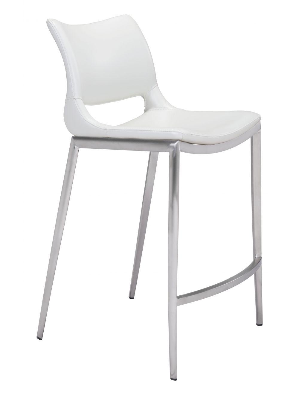 Zuo Ace Counter Chair (Set of 2) White & Silver BAR STOOLS + COUNTER STOOLS