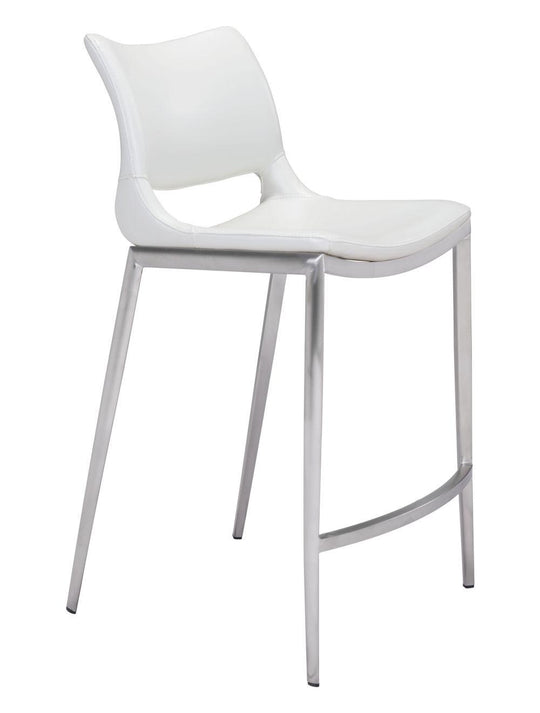 Zuo Ace Counter Chair (Set of 2) White & Silver BAR STOOLS + COUNTER STOOLS