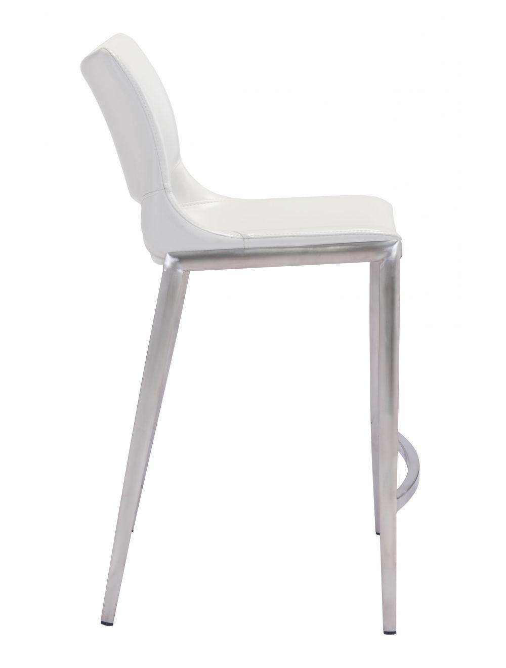 Zuo Ace Counter Chair (Set of 2) White & Silver BAR STOOLS + COUNTER STOOLS