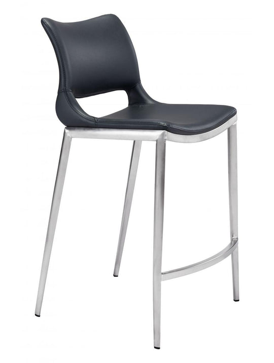 Zuo Ace Counter Chair (Set of 2) Black & Silver BAR STOOLS + COUNTER STOOLS