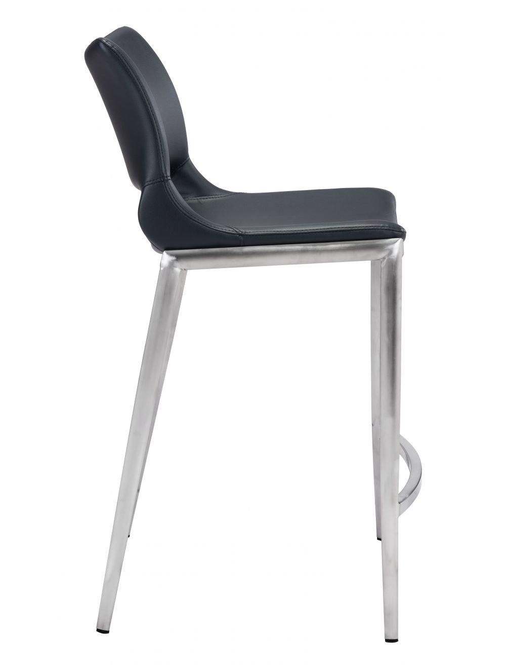 Zuo Ace Counter Chair (Set of 2) Black & Silver BAR STOOLS + COUNTER STOOLS