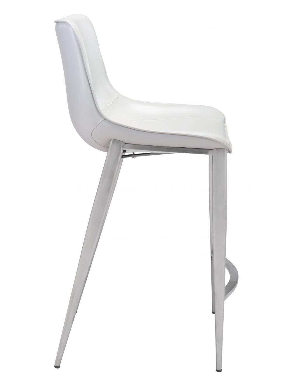 Zuo Magnus Counter Chair (Set of 2) White & Silver BAR STOOLS + COUNTER STOOLS