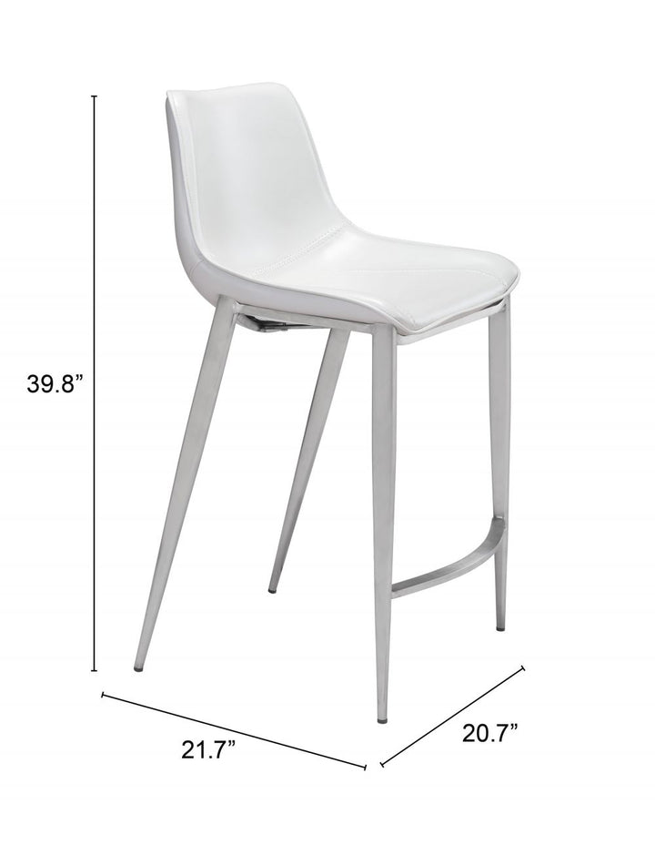 Magnus Counter Chair (Set of 2) White & Silver