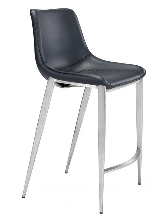 Zuo Magnus Counter Chair (Set of 2) Black & Silver BAR STOOLS + COUNTER STOOLS