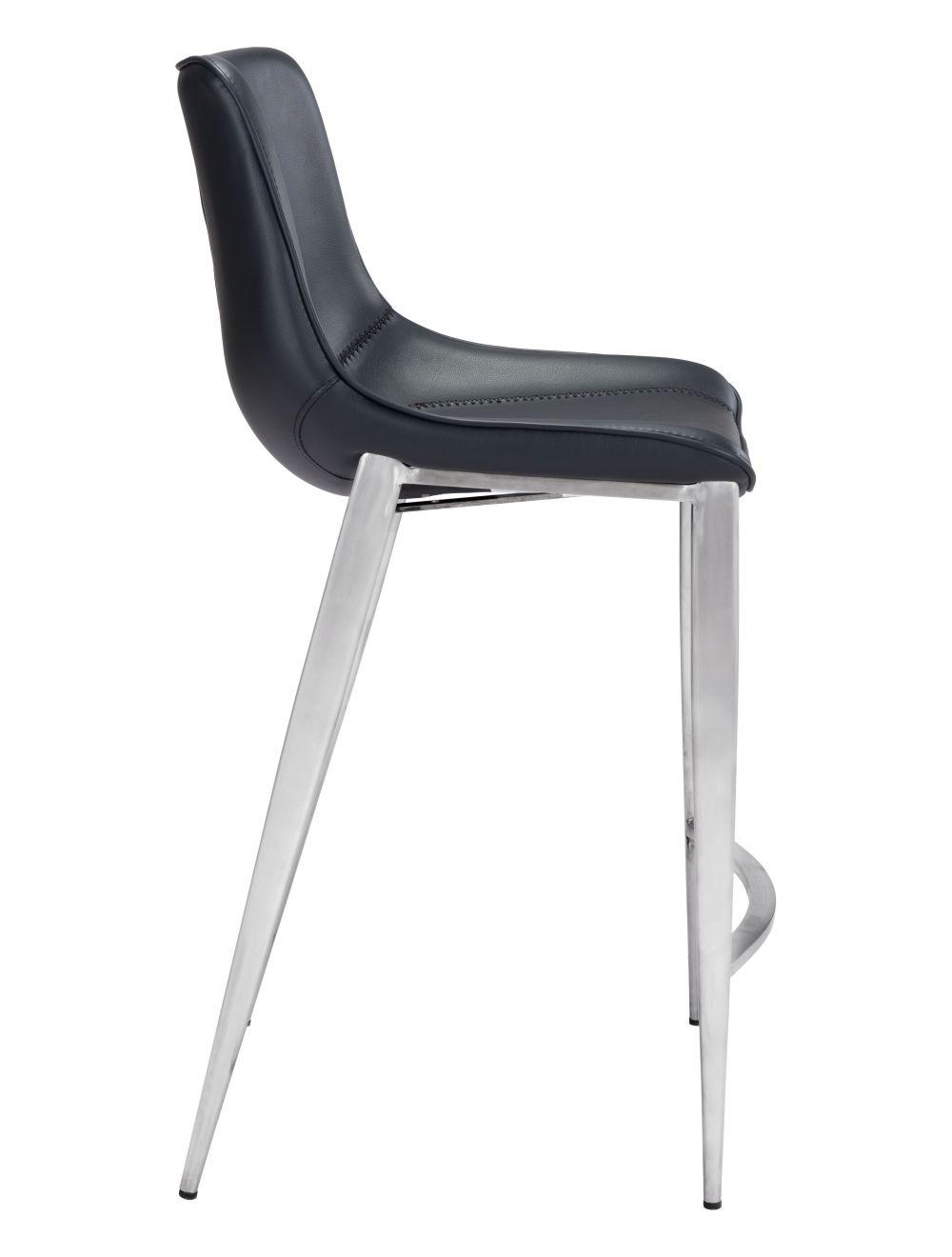 Zuo Magnus Counter Chair (Set of 2) Black & Silver BAR STOOLS + COUNTER STOOLS