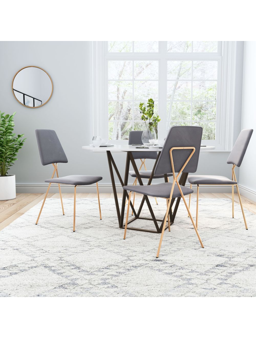 Chloe Dining Chair (Set of 2) Gray & Gold