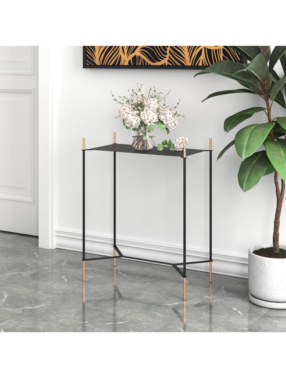 Austin Side Table Black & Gold