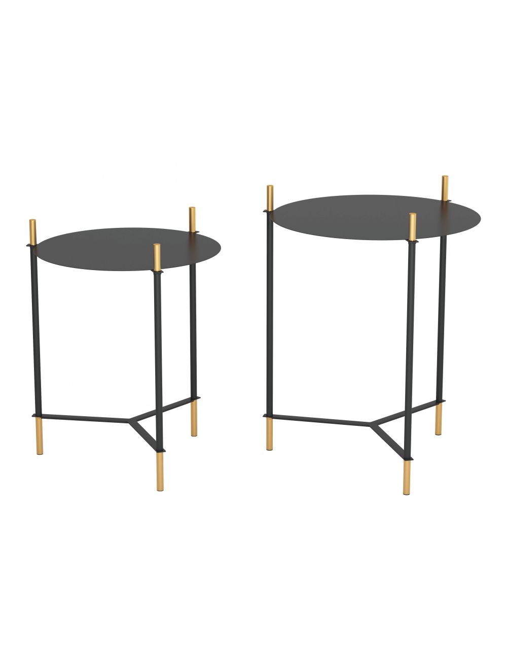 Set of 2 Jerry Side Tables Black & Gold