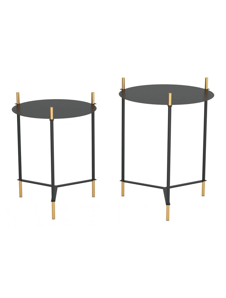 Set of 2 Jerry Side Tables Black & Gold