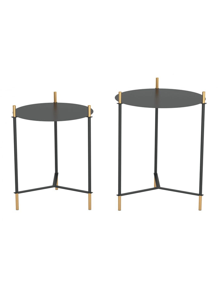 Set of 2 Jerry Side Tables Black & Gold