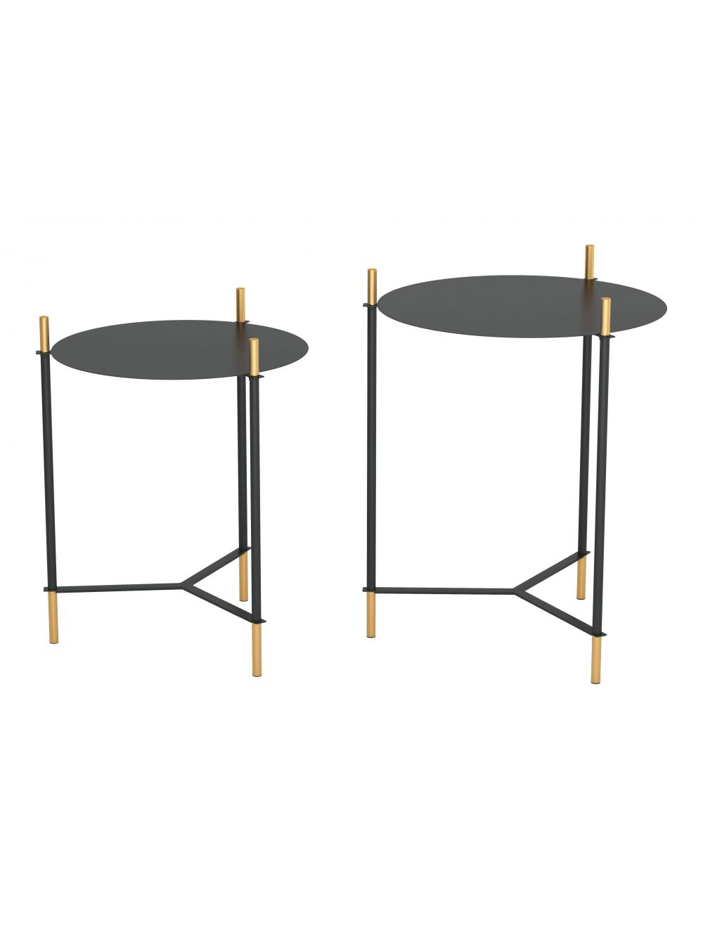 Set of 2 Jerry Side Tables Black & Gold