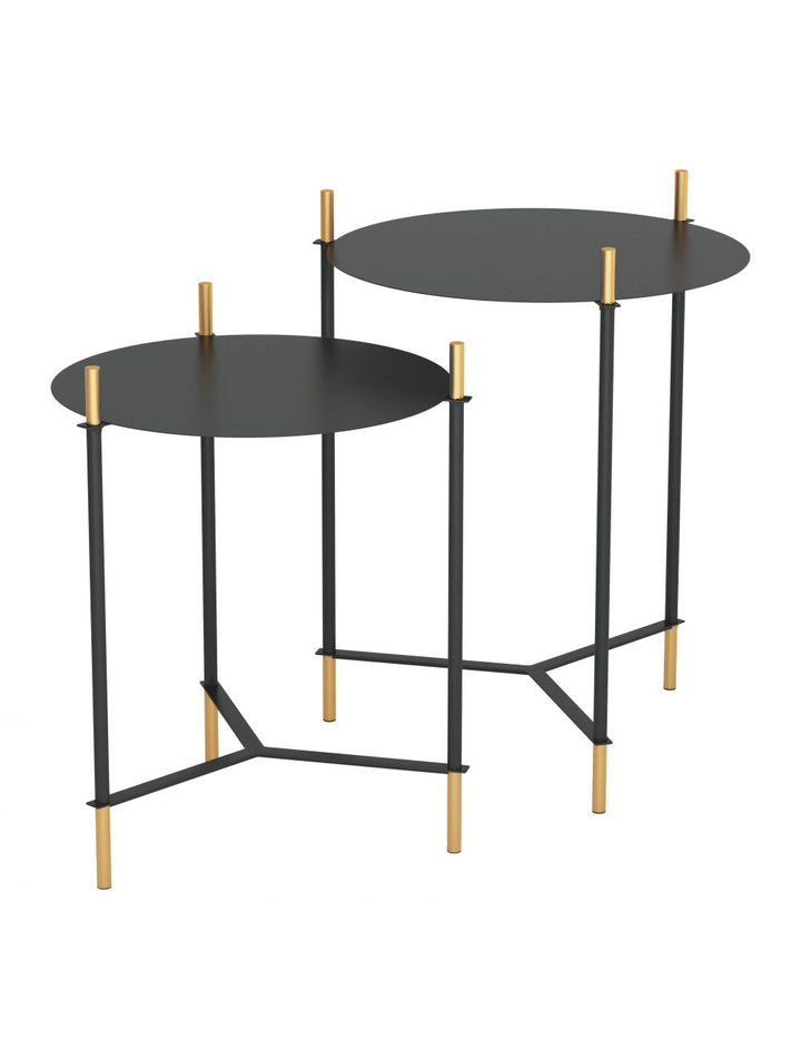 Set of 2 Jerry Side Tables Black & Gold