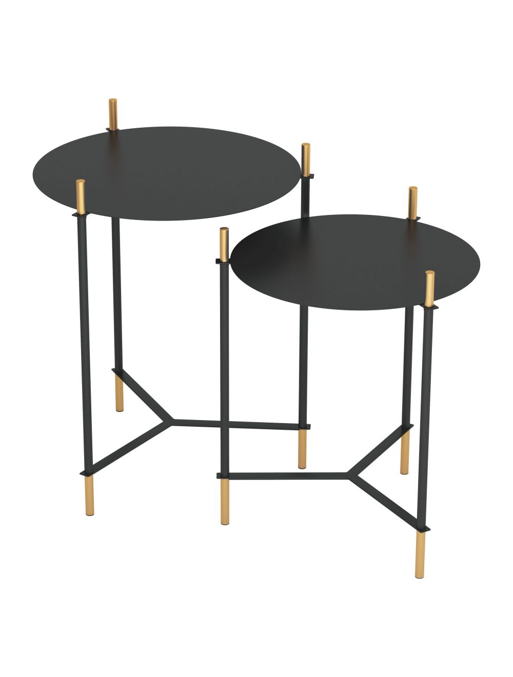 Set of 2 Jerry Side Tables Black & Gold