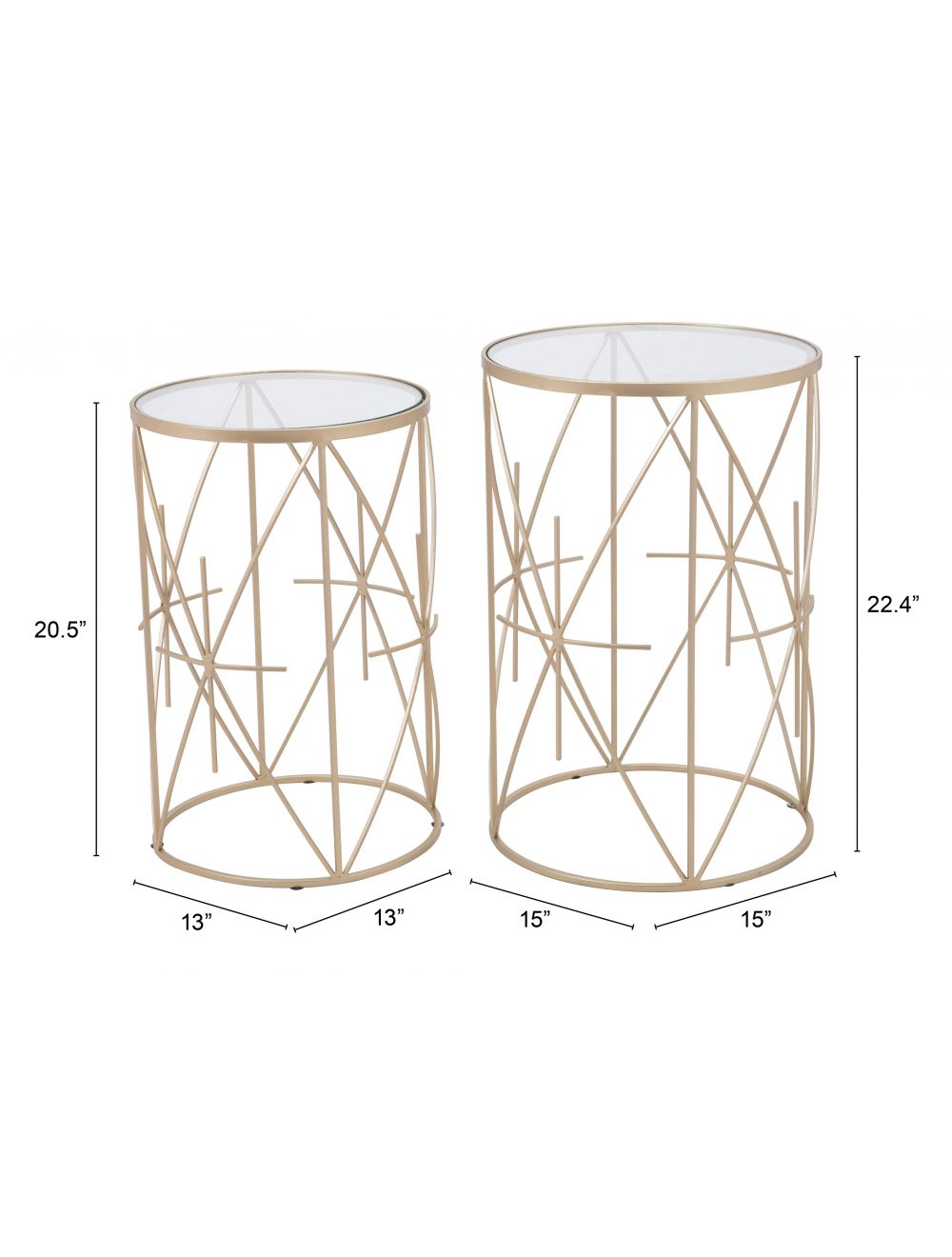 Set of 2 Hadrian Side Tables Gold