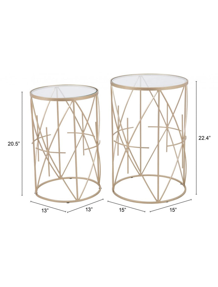 Set of 2 Hadrian Side Tables Gold