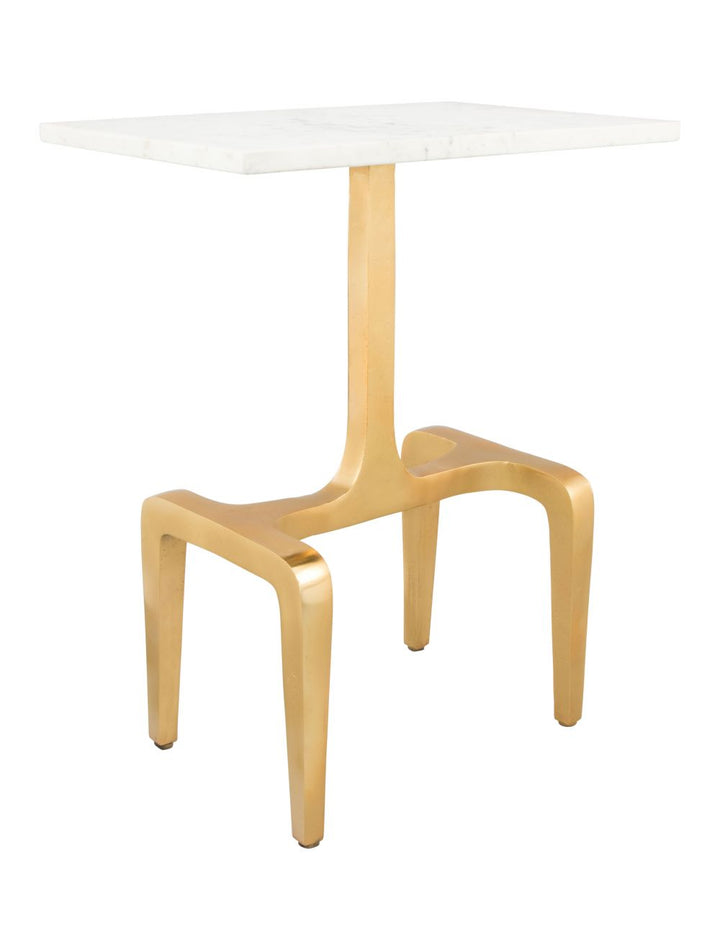 Clement Marble Side Table White & Gold