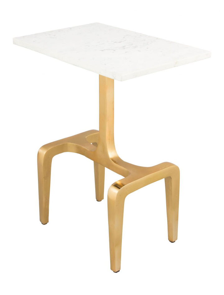 Clement Marble Side Table White & Gold