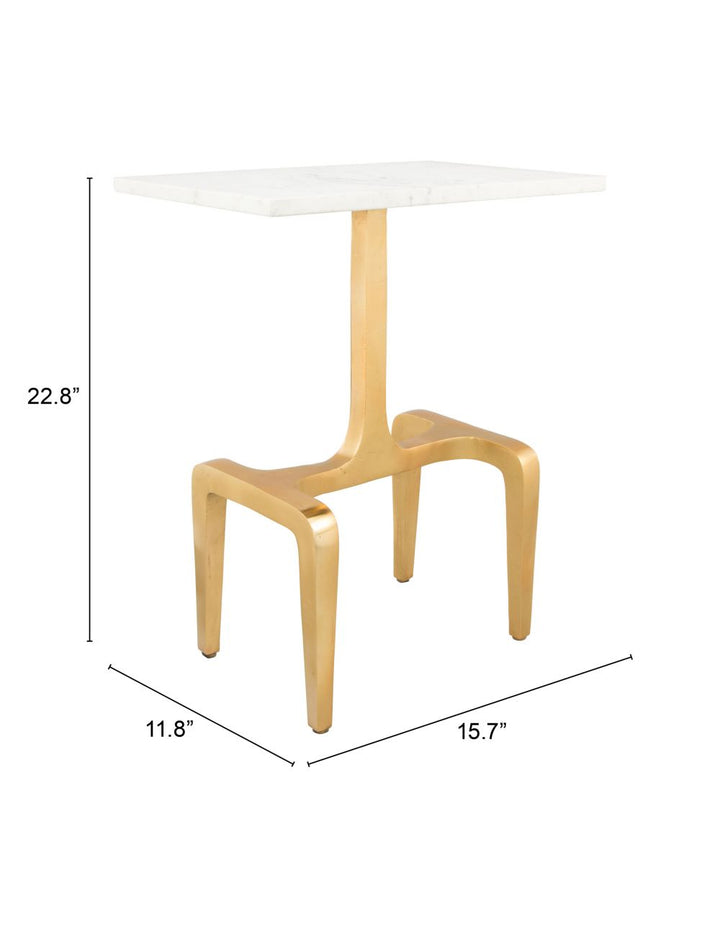 Clement Marble Side Table White & Gold