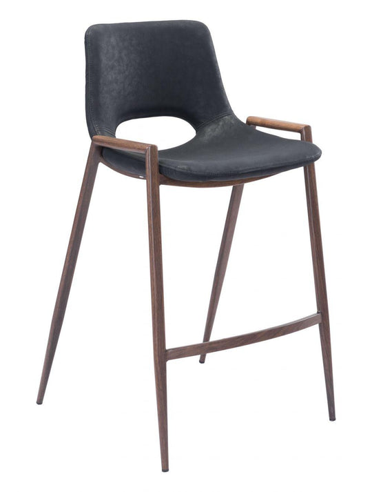 Zuo Desi Counter Chair (Set of 2) Black & Walnut BAR STOOLS + COUNTER STOOLS