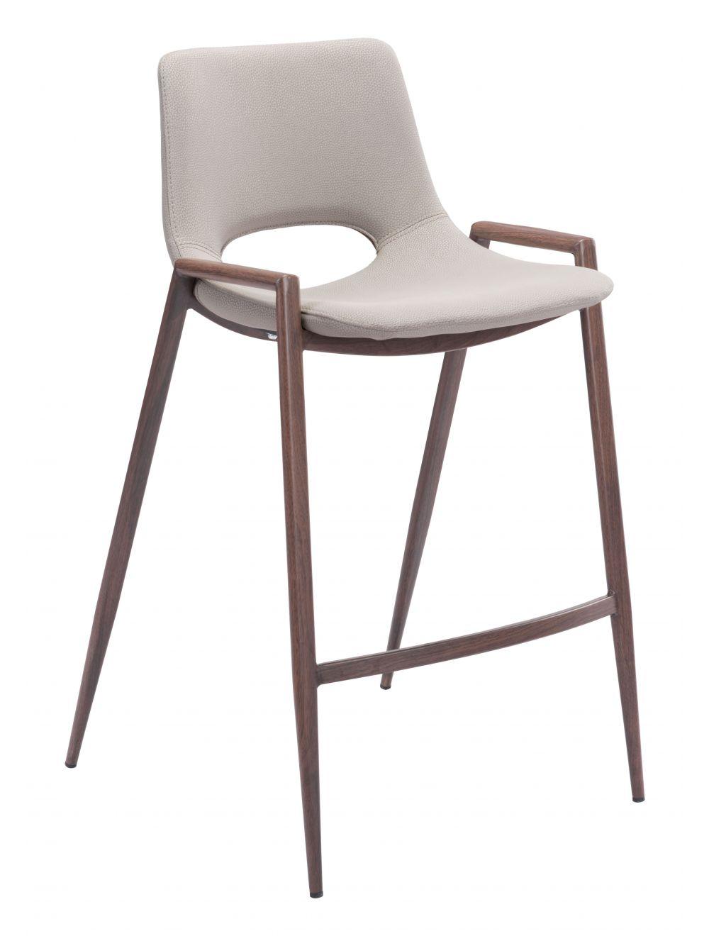 Zuo Desi Counter Chair (Set of 2) Beige & Walnut BAR STOOLS + COUNTER STOOLS