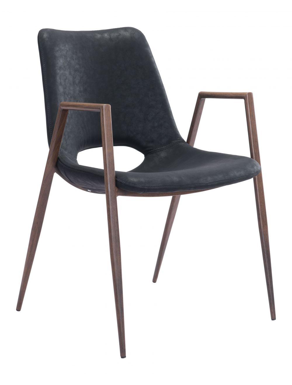 Zuo Desi Dining Chair (Set of 2) Black & Walnut DINING CHAIRS