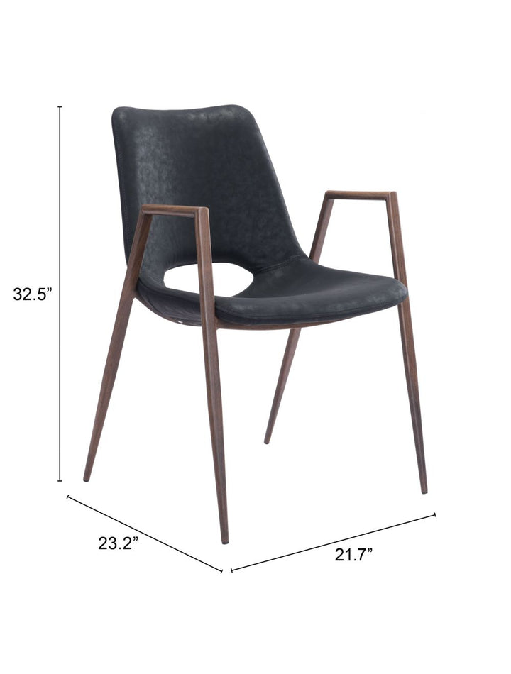 Desi Dining Chair (Set of 2) Black & Walnut