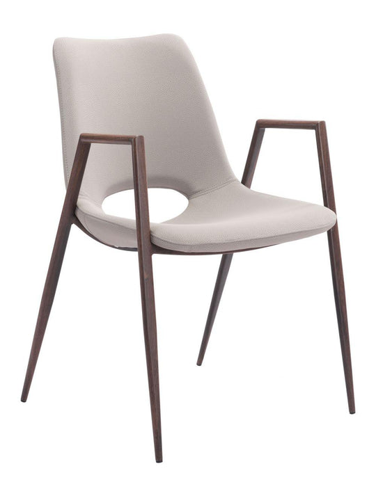 Zuo Desi Dining Chair (Set of 2) Beige & Walnut DINING CHAIRS