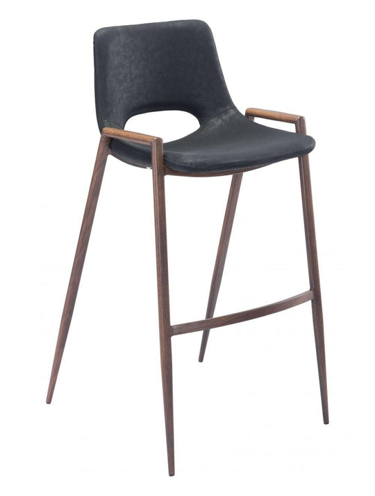 Zuo Desi Bar Chair (Set of 2) Black & Walnut BAR STOOLS + COUNTER STOOLS