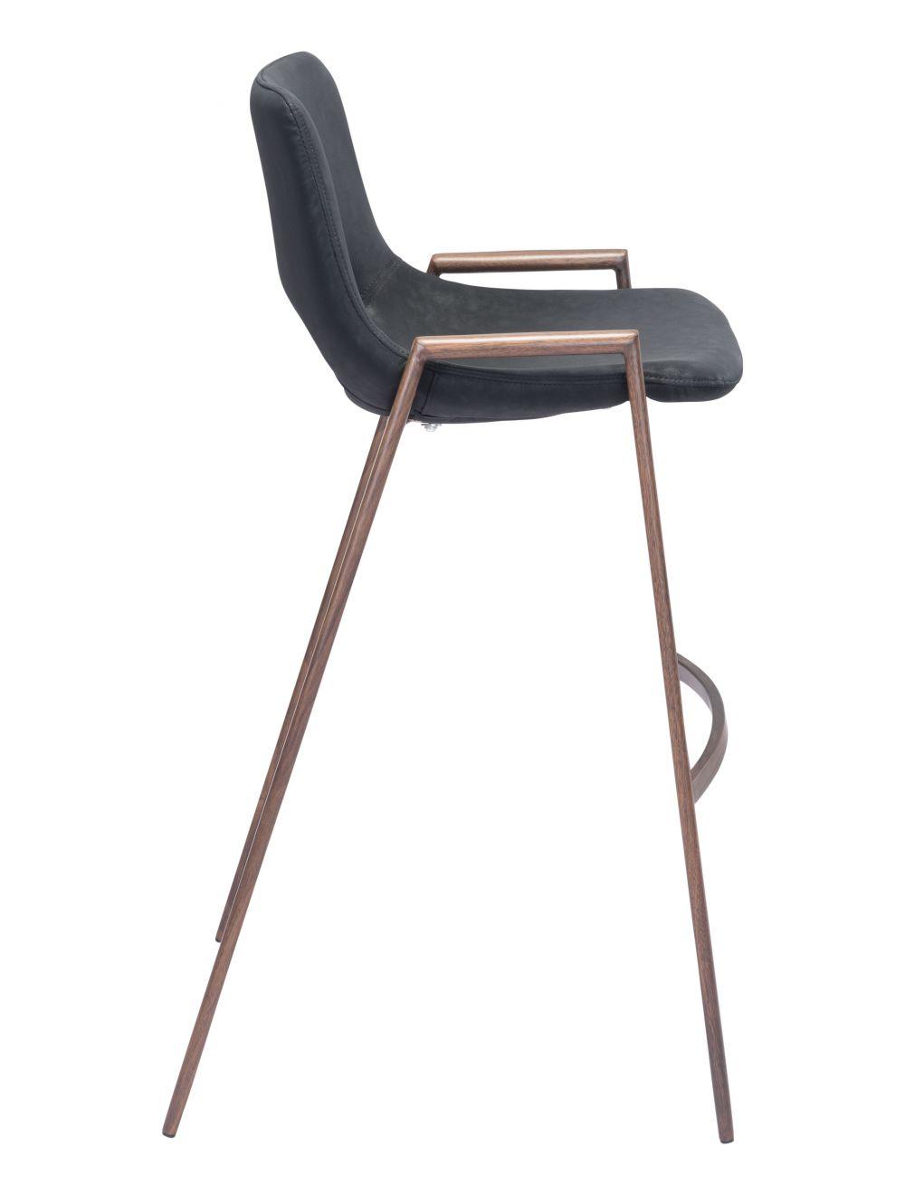 Zuo Desi Bar Chair (Set of 2) Black & Walnut BAR STOOLS + COUNTER STOOLS