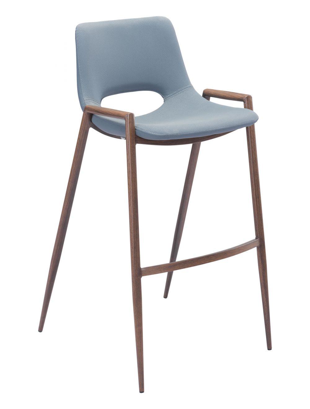 Zuo Desi Bar Chair (Set of 2) Gray & Walnut BAR STOOLS + COUNTER STOOLS