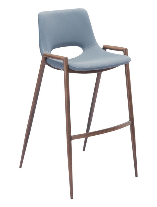 Zuo Desi Bar Chair (Set of 2) Gray & Walnut BAR STOOLS + COUNTER STOOLS
