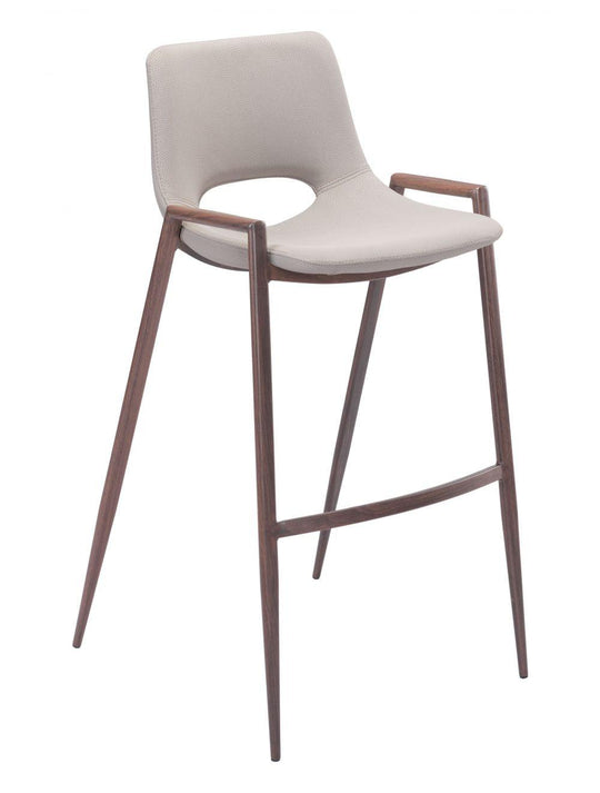Zuo Desi Bar Chair (Set of 2) Beige & Walnut BAR STOOLS + COUNTER STOOLS