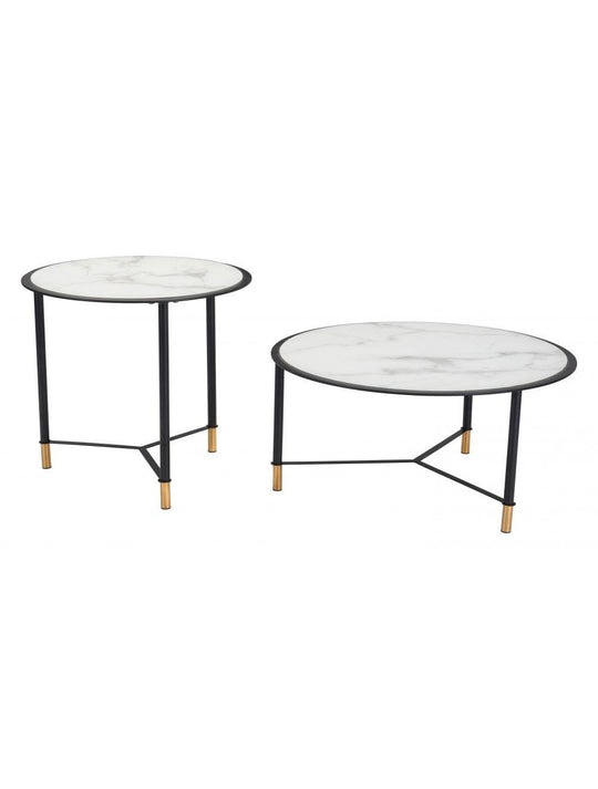 Zuo Set of 2 Davis Coffee Tables White & Black COFFEE TABLES