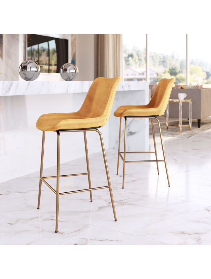 Tony Counter Chair Yellow & Gold