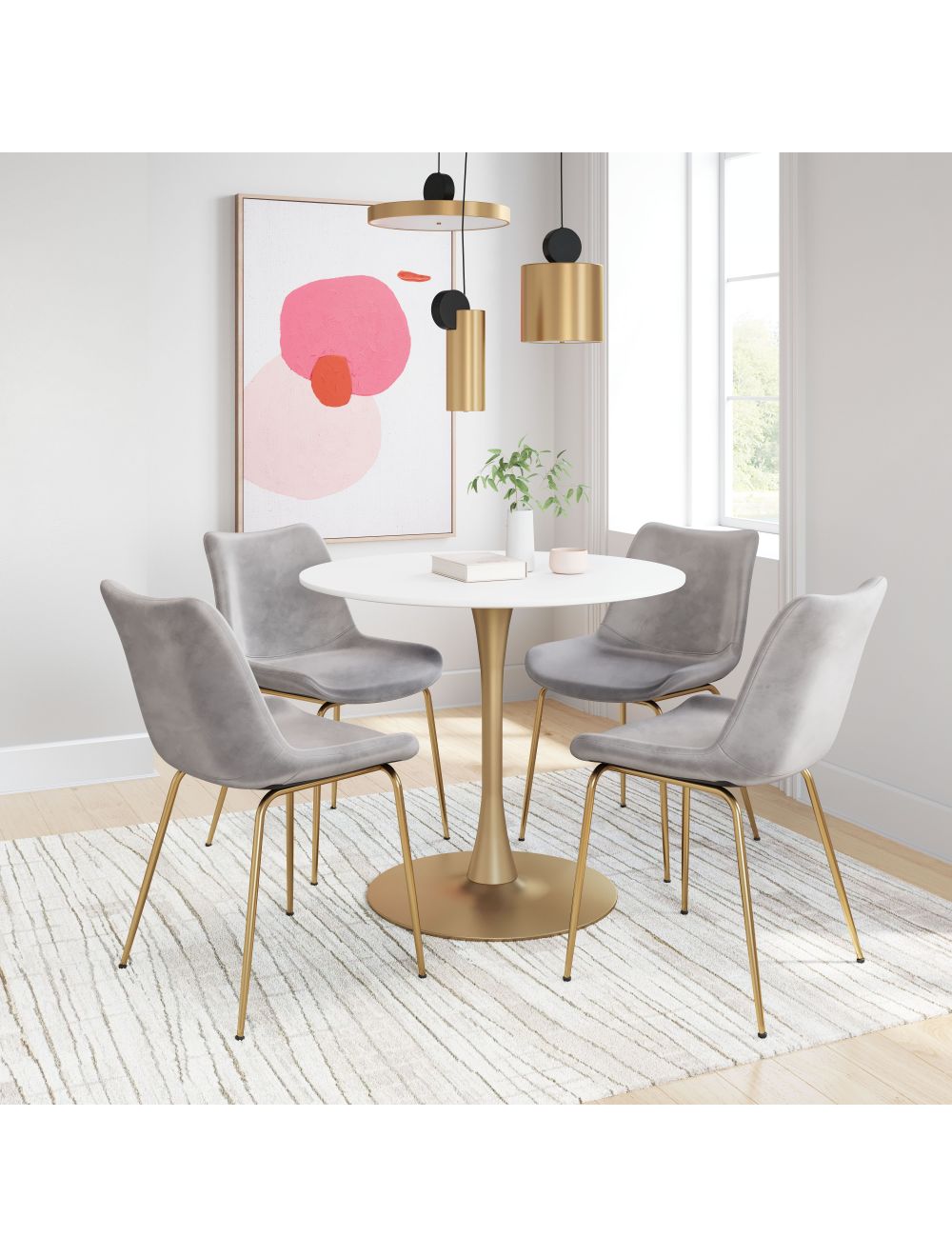 Tony Dining Chair (Set of 2) Gray & Gold