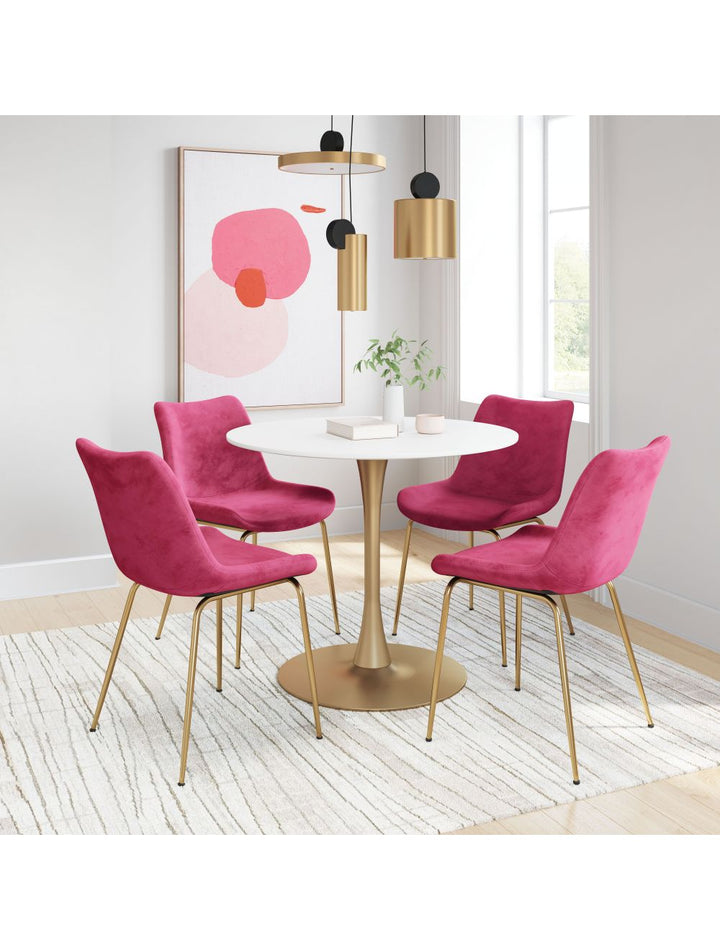 Tony Dining Chair (Set of 2) Red & Gold