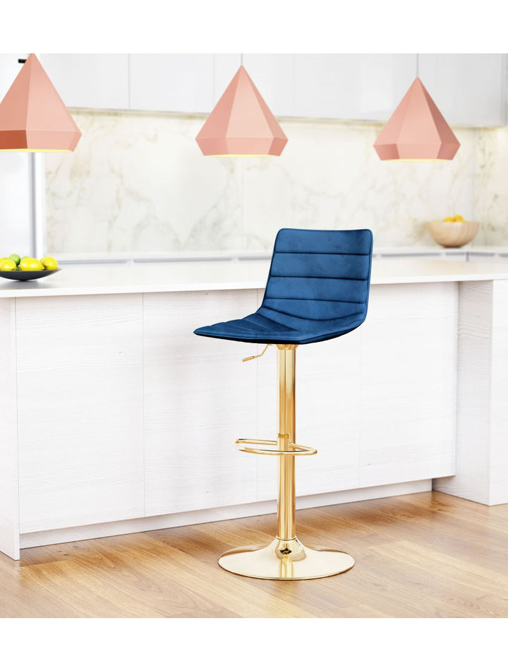 Prima Bar Chair Dark Blue & Gold