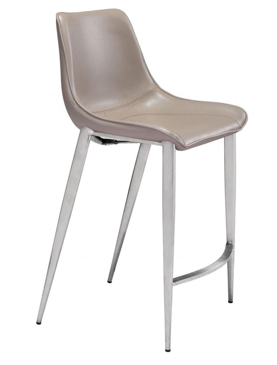 Zuo Magnus Counter Chair (Set of 2) Gray & Silver BAR STOOLS + COUNTER STOOLS