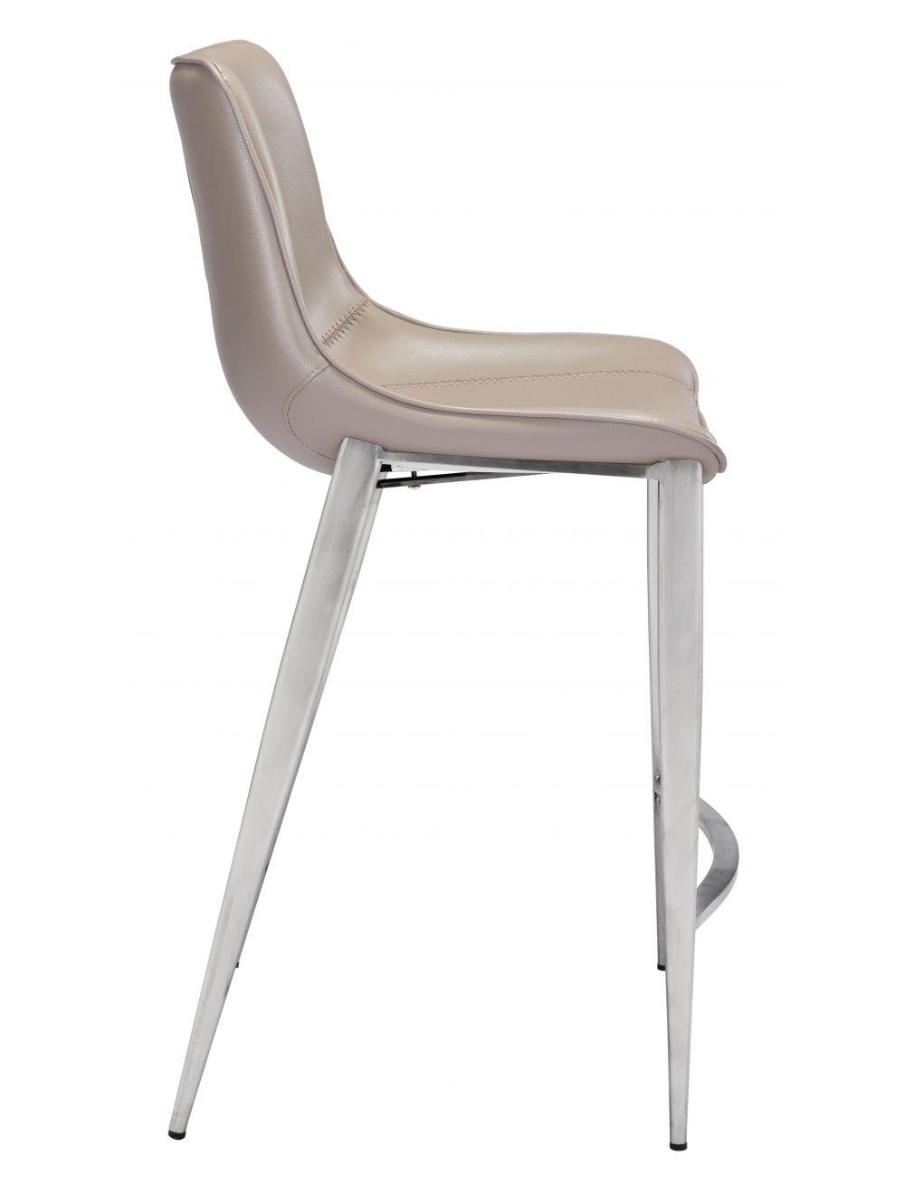 Zuo Magnus Counter Chair (Set of 2) Gray & Silver BAR STOOLS + COUNTER STOOLS