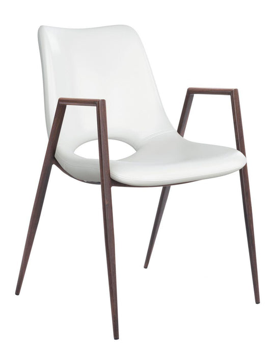 Zuo Desi Dining Chair (Set of 2) White & Walnut DINING CHAIRS