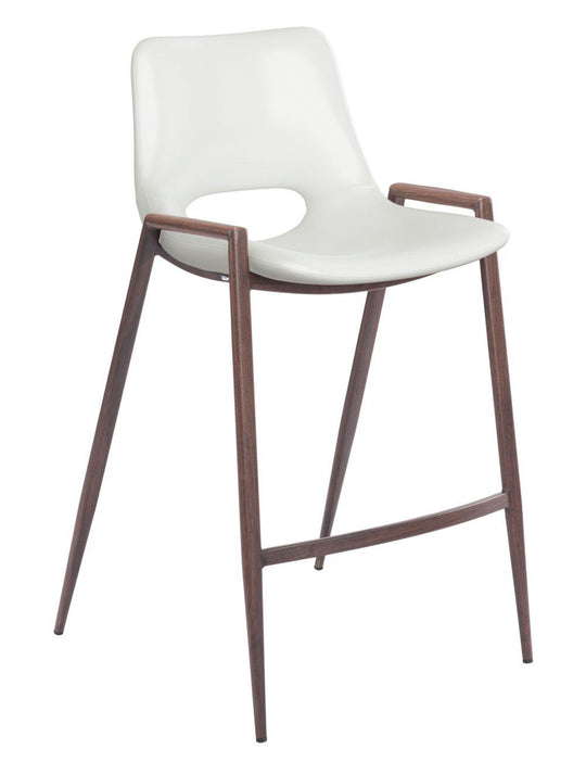 Zuo Desi Counter Chair (Set of 2) White & Walnut BAR STOOLS + COUNTER STOOLS
