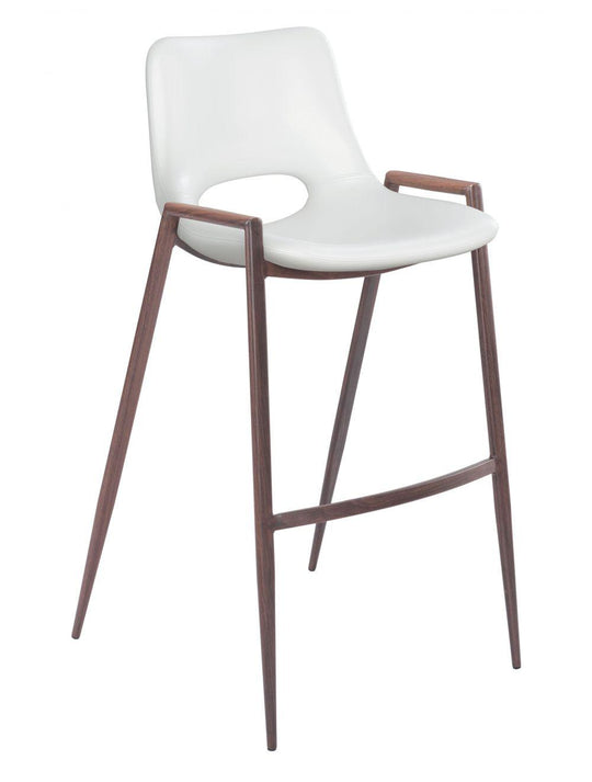 Zuo Desi Bar Chair (Set of 2) White & Walnut BAR STOOLS + COUNTER STOOLS